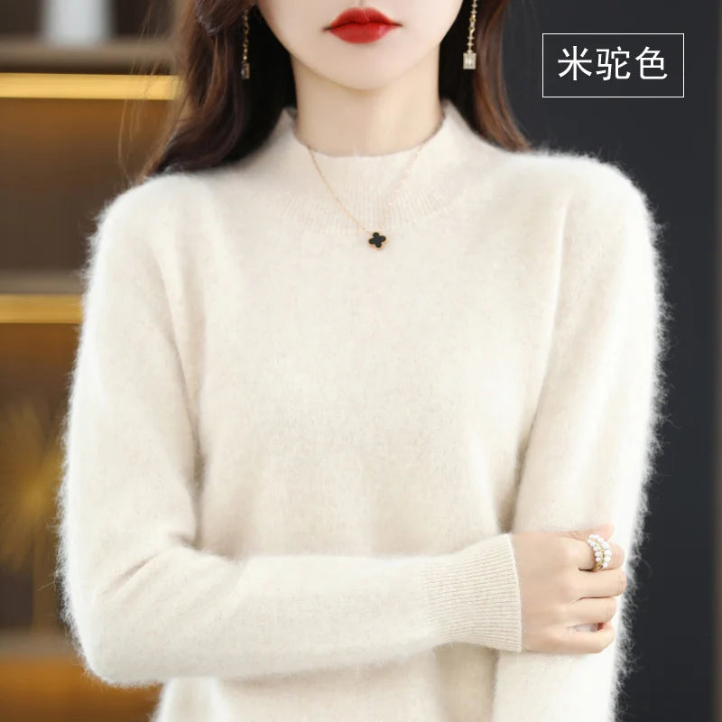 
                  
                    MOUNT Autumn and Winter New 100% Mink Cashmere Women's Sweater Half High Collar Pullover Casual...
                  
                