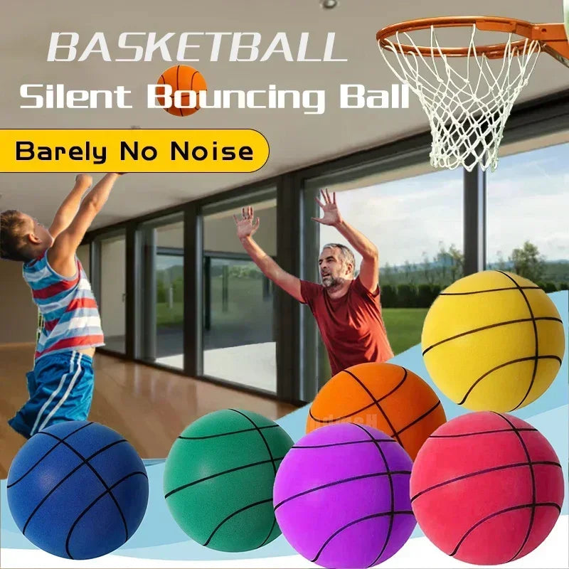 Indoor Silent Basketball Sports Bouncy Balls High Density Foam Material Children Adults Ball Training Complimentary Portable Net - MOUNT