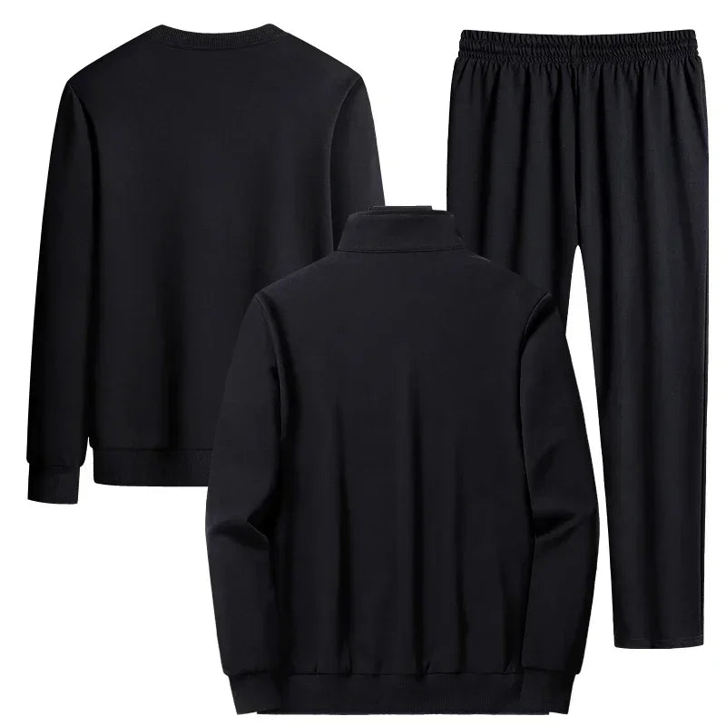 3PCS Set Men Fashion Autumn Sportwear Suit Casual Sweatshirt+Fleece Warm Jacket+Jogger Pants Sporting Suit Tracksuit Plus Size - MOUNT