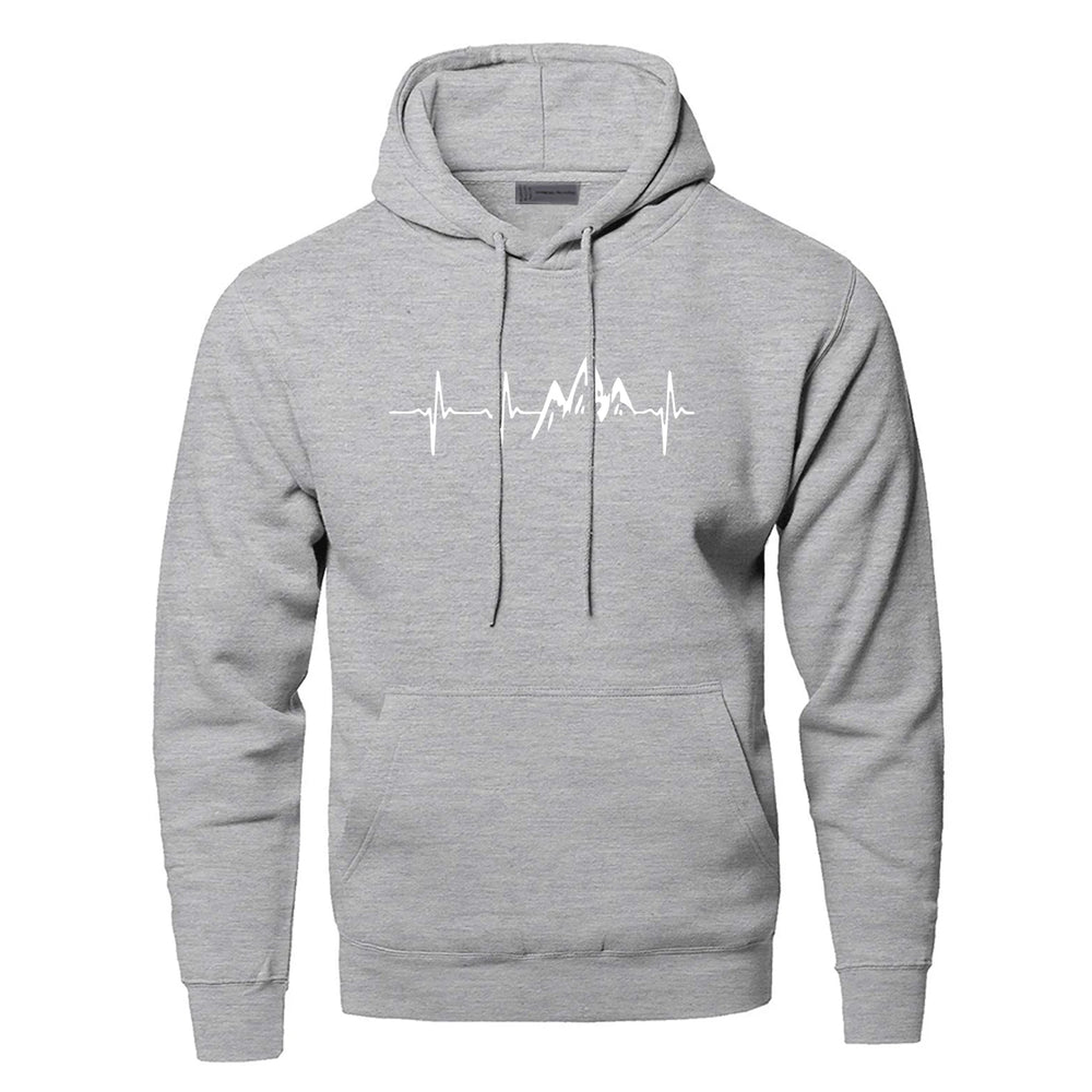 
                  
                    Men's Mountain Heartbeat Print Hoodies Sweatshirt Spring Autumn Long Sleeve Hooded Sweatshirt Black Gray Hoodie Sportswear
                  
                