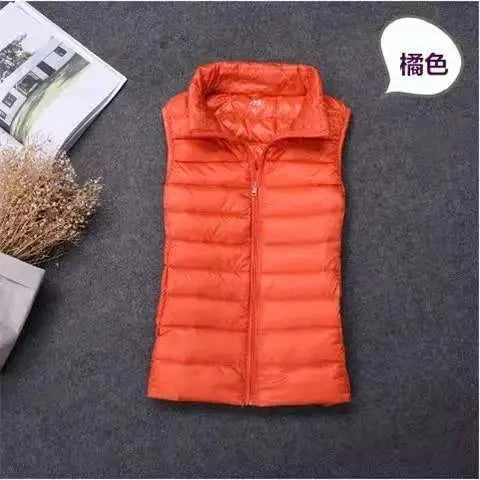 
                  
                    2023 White Duck Down Jacket Women Vest Autumn Winter Sleeveless Waistcoat Warm Lightweight Puffer Jacket Female Tops Outwear 8XL
                  
                