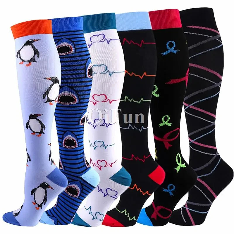 Compression Socks Varicose Veins Pregnancy Edema Knee High Elastic Socks Gym Outdoor Sports Running Fitness Travel Cycling Socks