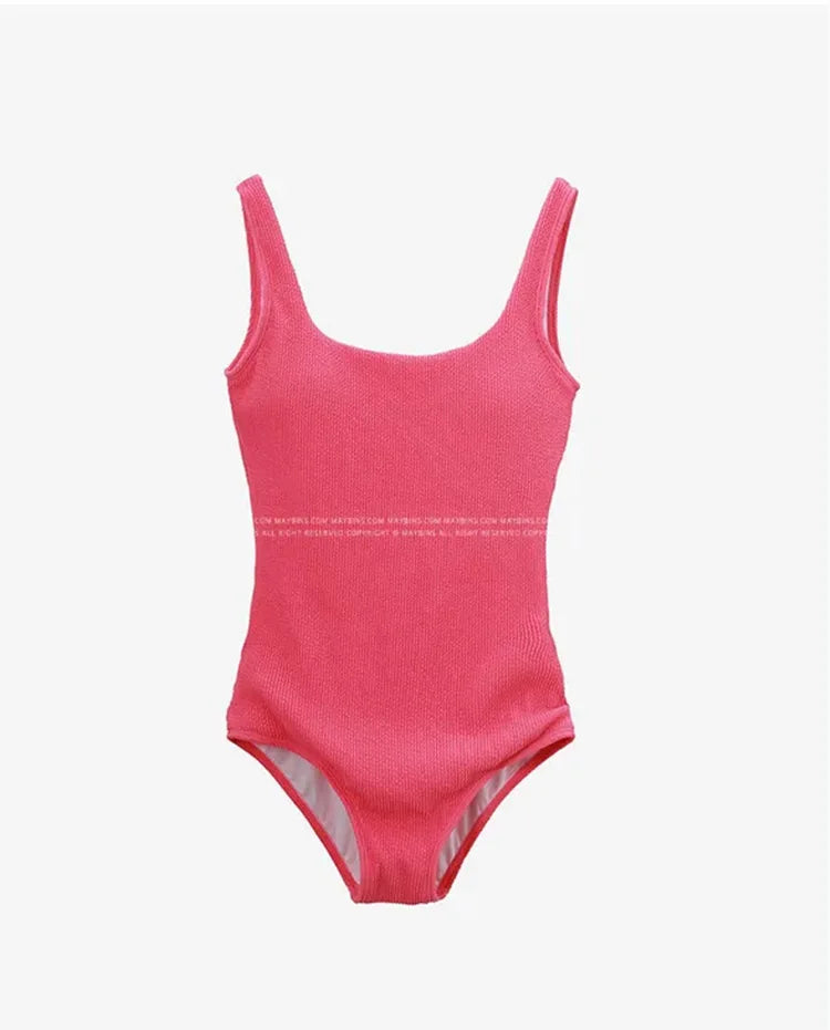 
                  
                    Korea Style One Piece Swimsuit Women Pink Swimming Bathing Suit Beachwear Swimsuit Swimwear Solid Bikini Women 2024
                  
                