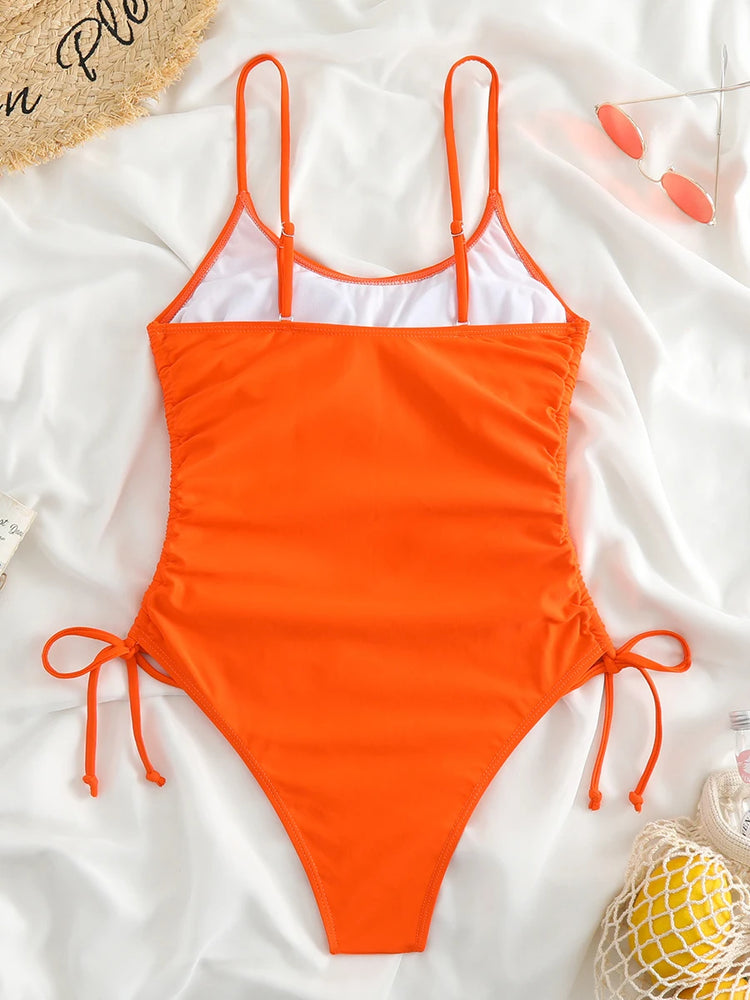 
                  
                    2023 Drawstring Swimwear Women One Piece Swimsuit Solid Plus Bathers Bathing Swim Suit Padded Beachwear Swimming Bodysuit XXL
                  
                