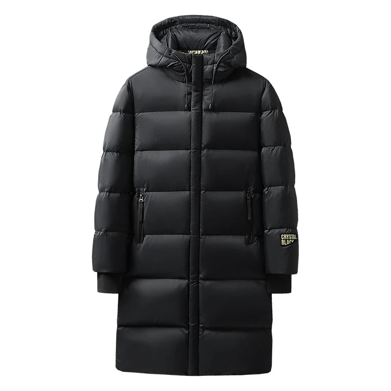 Winter New Men Warm Thick Long Down Jacket Coat Mens Hooded Waterproof Black Gold Puffer Jacket Men Casual Windproof Parkas Male