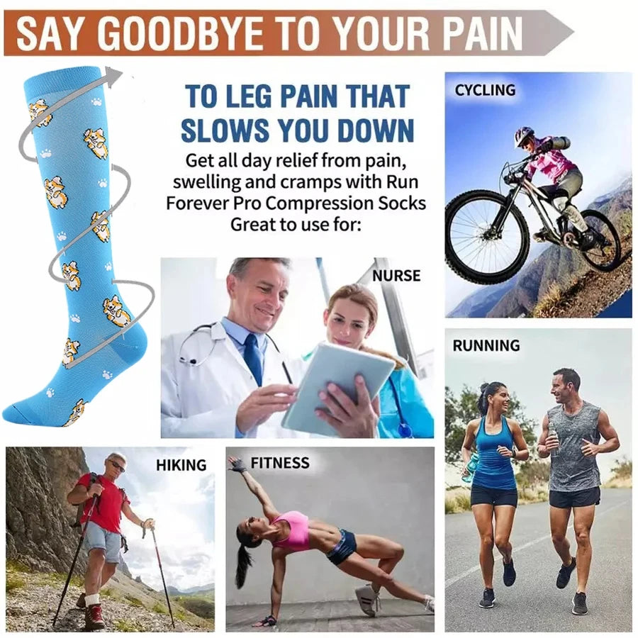 
                  
                    Varicose Veins Pain Relief Compression Stockings for Diabetes Knee Tight Socks ideal for Outdoor Marathon Football Cycling
                  
                