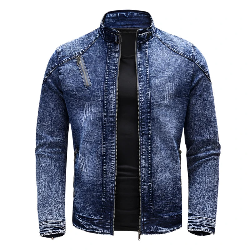 Autumn Winter Men's Denim Jackets Fashion Retro Zipper Biker Windbreaker Work Jean Coats for Men Fleece Warm Jackets Clothing