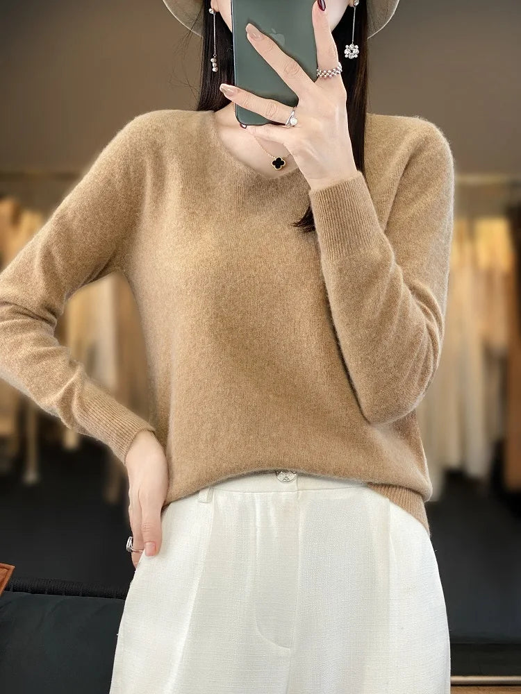 
                  
                    MOUNT New wool women's V-neck pullover sweater with fashionable design, casual knitted long...
                  
                