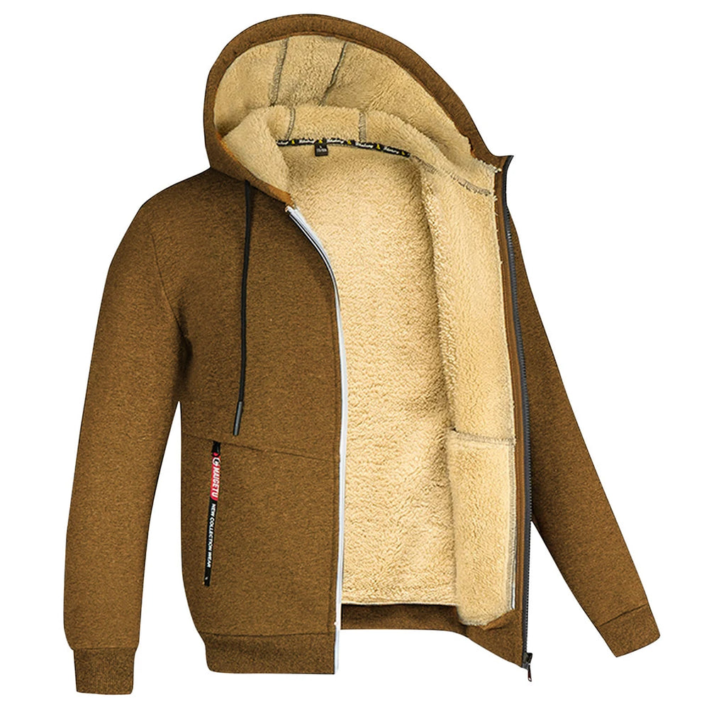 
                  
                    MOUNT Trendy Sweatshirt Coat Front Pockets Warm Zipper Lamb Wool Jacket  Men and Woman Winter Pure Color Plush Lined Cardigan Hoodie
                  
                