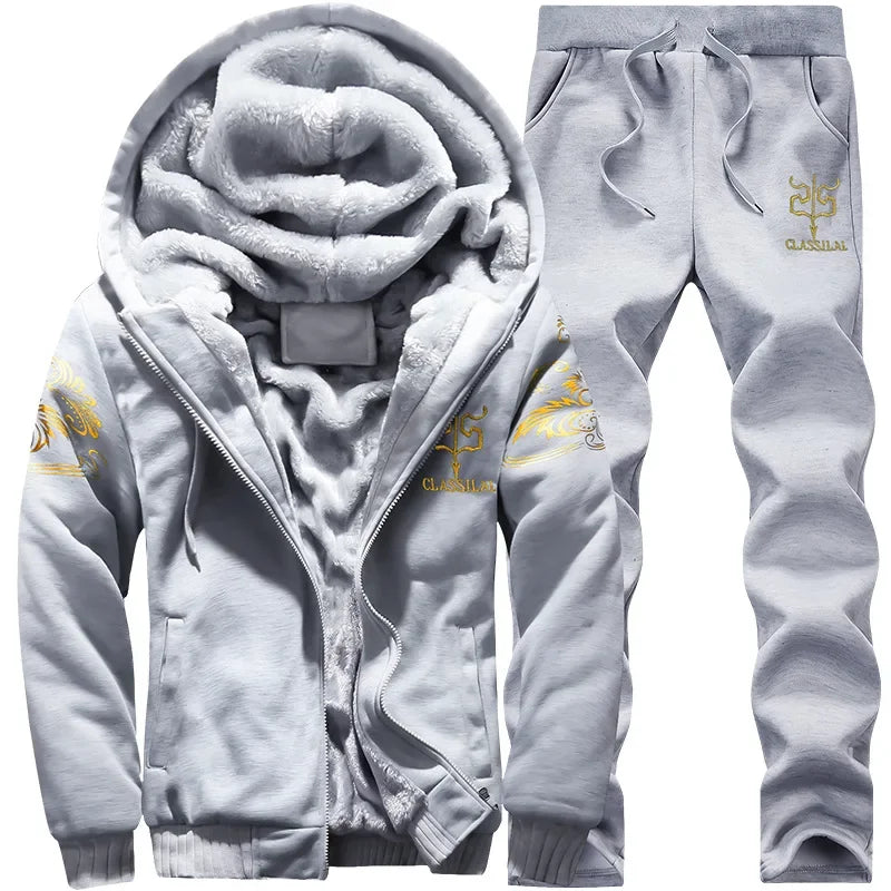 
                  
                    2024 Mens Sport Suit Running Sets Men 2 Piece Jacket Sweatpants Plus Velvet Casual Tracksuit Winter Hooded Sports 2 Piece Set
                  
                