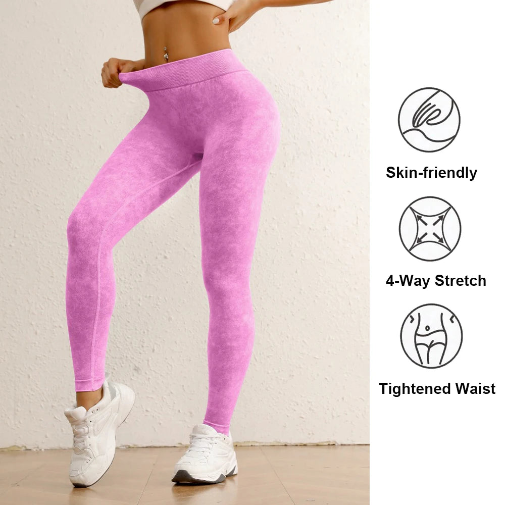 
                  
                    Seamless Sand Washed Denim Sports Leggings Women Stretchy Push Up Running Yoga Pants
                  
                