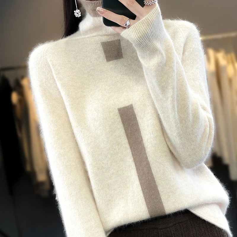 
                  
                    MOUNT Lafarvie Mink Cashmere Turtleneck Sweater Women Autumn Winter Coloth Soft Warm Jumper Pull...
                  
                