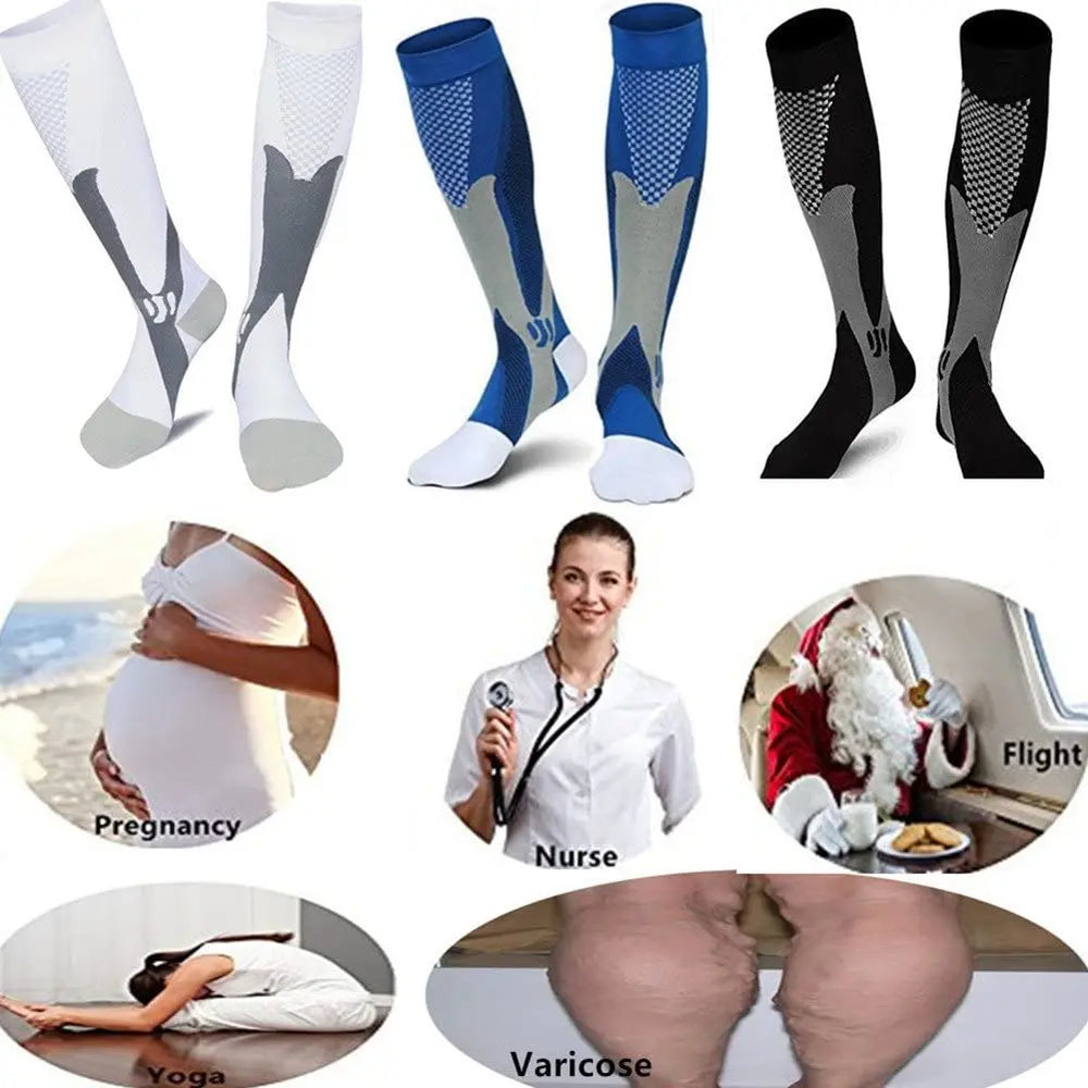 Brothock 3 Pairs Medical Sport Compression Socks Men 20-30 mmhg Run Nurse Flight Socks for Edema Diabetic Varicose Veins - MOUNT