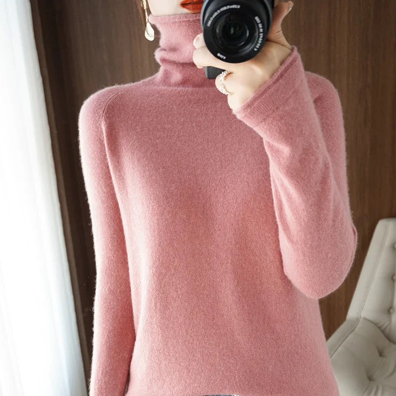 
                  
                    MOUNT Autumn Winter Women Sweaters Turtleneck Long Sleeve Solid Slim Fit Basic Knit Tops Warm...
                  
                