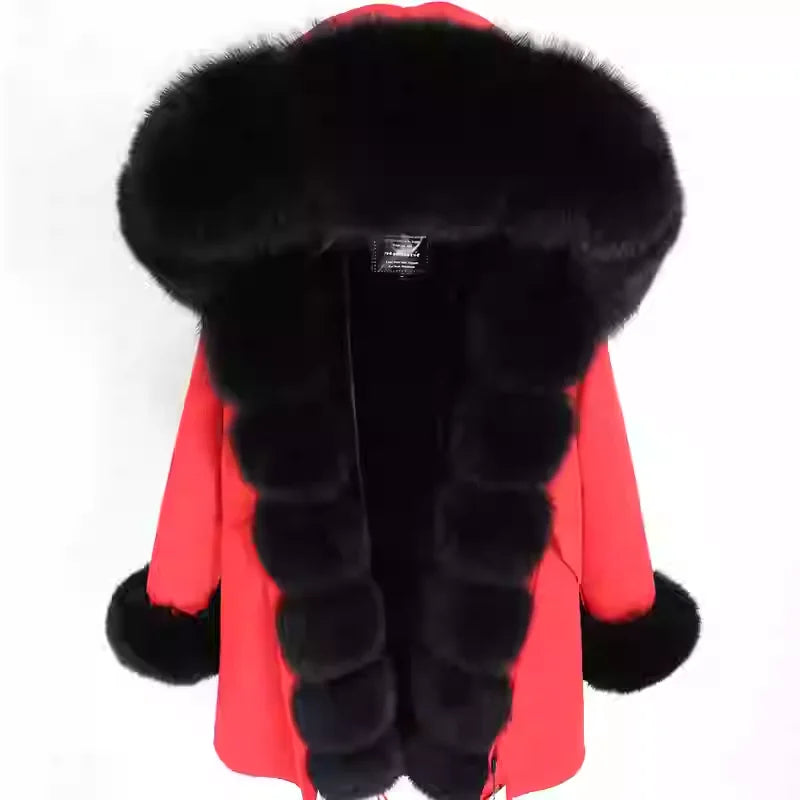 
                  
                    MOUNT MaoMaoKong Natural Real Fox Fur Jacket Hooded Black Waterproof Woman Winter Warm Coat...
                  
                