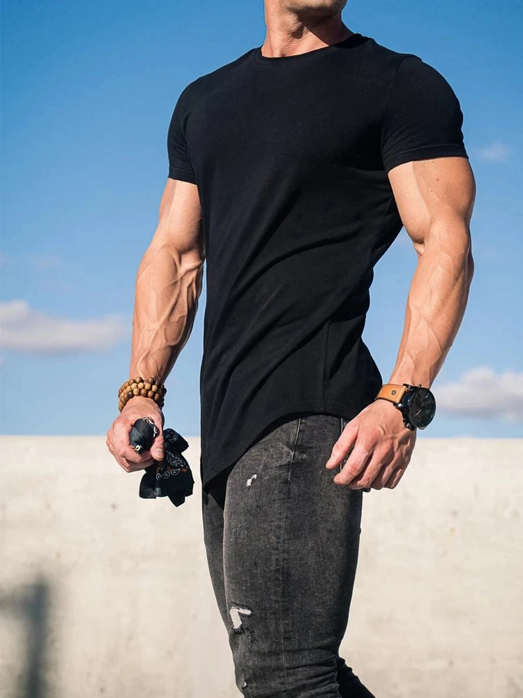 MOUNT Muscle Fitness T-shirt Summer Men's Athleisure Workout short sleeve T-shirt High Quality...