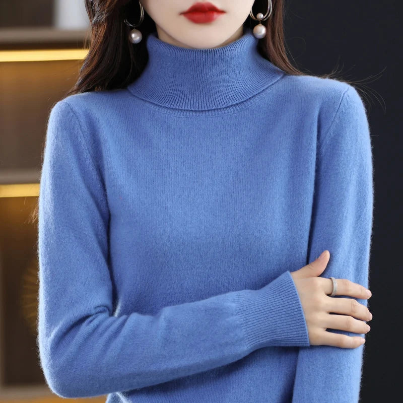 
                  
                    Wool Cashmere Sweater Women's Pullover Long Sleeve Autumn and winter High Turn-Down Collar Knit Sweater High Quality Jumper Top
                  
                