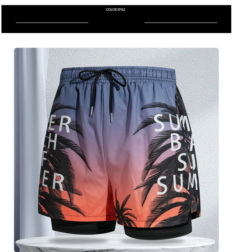 
                  
                    Double-layer Swim Trunks for Men Boxer Shorts Anti-embarrassment Lined with Professional Beach Pants Adult Swim Gear
                  
                