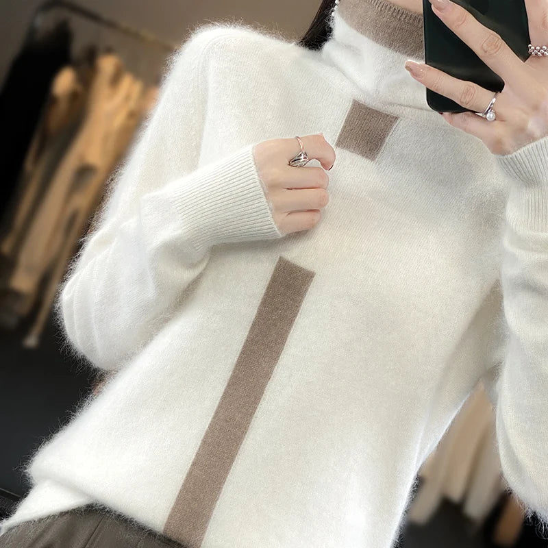 
                  
                    MOUNT Lafarvie Mink Cashmere Turtleneck Sweater Women Autumn Winter Coloth Soft Warm Jumper Pull...
                  
                