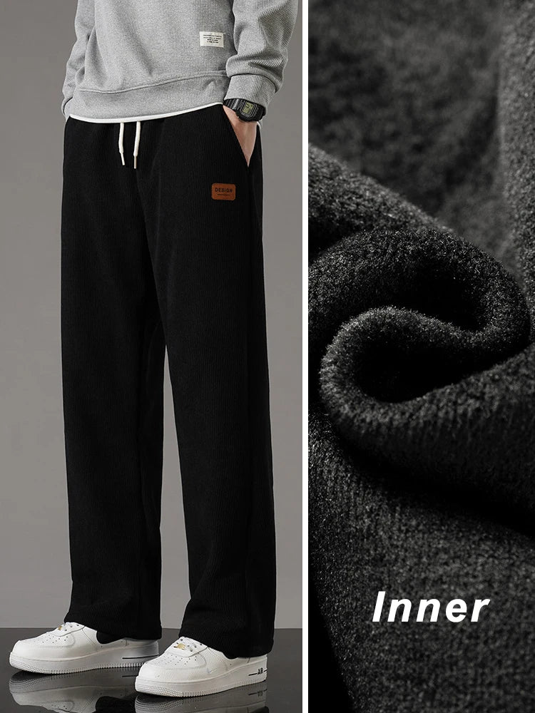 
                  
                    Winter Thick Warm Corduroy Sweatpants Men Fleece Liner Drawstring Straight Loose Track Pants Male Casual Fleece Thermal Trousers
                  
                