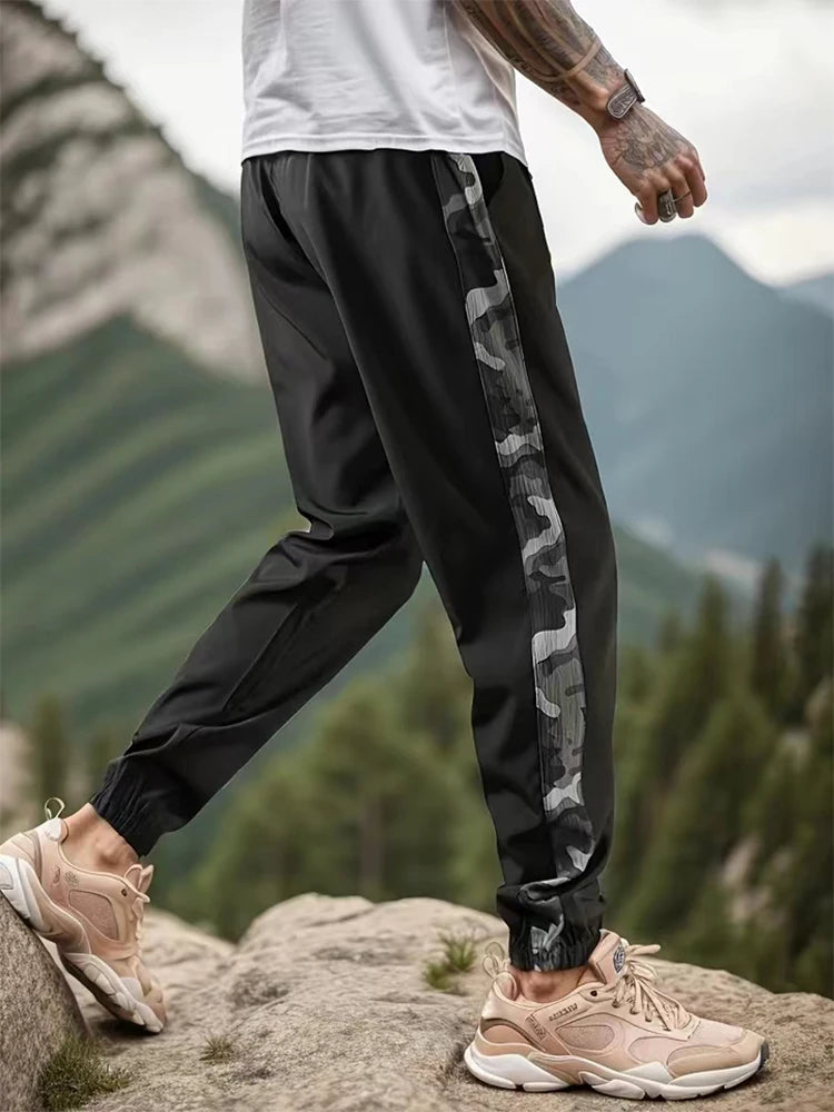 
                  
                    Men's Letter Print Drawstring Sweatpants Camouflage Texture Fabric Breathable Loose Fit Casual Joggers For Spring Summer Running
                  
                