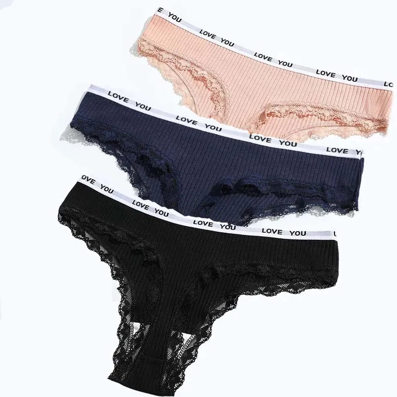 
                  
                    3Pcs/Lot Lace Thong Women's Tanga Low Waist Sexy Lingeries Cotton Panties Laides T Back Pants Girl's  Underpants Underwear
                  
                