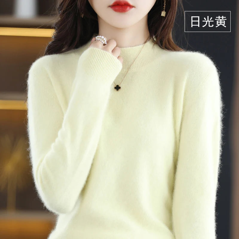 
                  
                    MOUNT Autumn and Winter New 100% Mink Cashmere Women's Sweater Half High Collar Pullover Casual...
                  
                