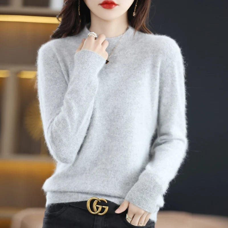 
                  
                    MOUNT Autumn and Winter New 100% Mink Cashmere Women's Sweater Half High Collar Pullover Casual...
                  
                