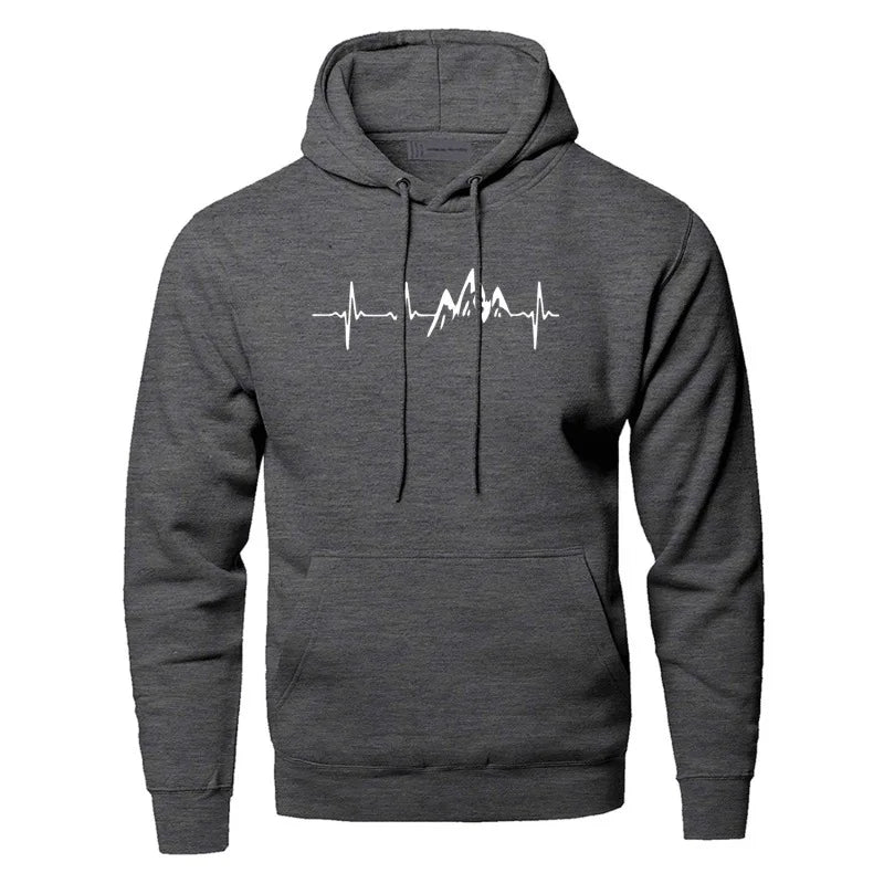 
                  
                    Men's Mountain Heartbeat Print Hoodies Sweatshirt Spring Autumn Long Sleeve Hooded Sweatshirt Black Gray Hoodie Sportswear
                  
                