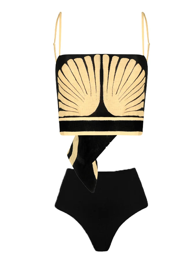 
                  
                    Bathing Suit Women Black Simple Print Fashion Swimsuit Sexy Printed Bikini High Waist Swimwear Two-piece and Skirt Beach Outfits
                  
                