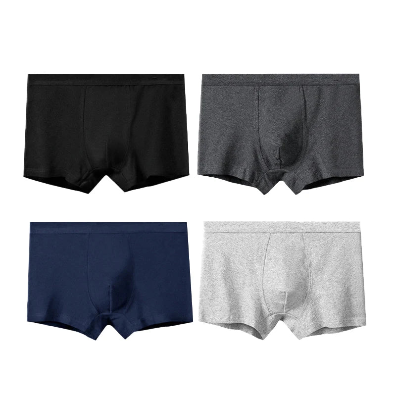 4pcs Men's Briefs Mens Sexy Flat angle Underwear Men's Panties Cotton Breathable Elastic Large Size Male Underpants