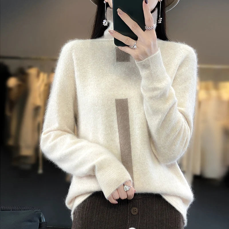 
                  
                    MOUNT Lafarvie Mink Cashmere Turtleneck Sweater Women Autumn Winter Coloth Soft Warm Jumper Pull...
                  
                