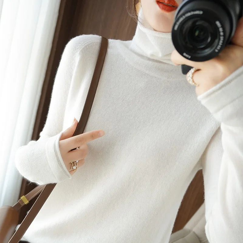 
                  
                    MOUNT Autumn Winter Women Sweaters Turtleneck Long Sleeve Solid Slim Fit Basic Knit Tops Warm...
                  
                