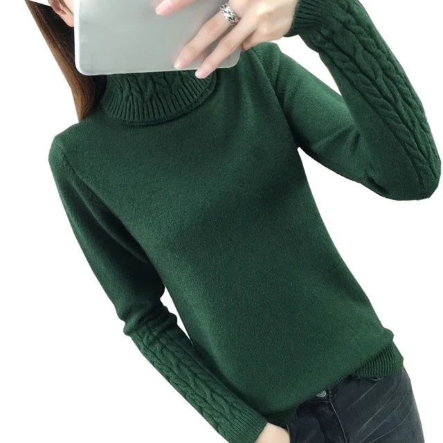 
                  
                    Women Sweater Turtleneck Pullovers Autumn Winter Sweaters New 2023 Long Sleeves Thick Warm Female Sweater Khaki
                  
                