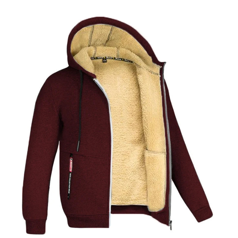 
                  
                    MOUNT Trendy Sweatshirt Coat Front Pockets Warm Zipper Lamb Wool Jacket  Men and Woman Winter Pure Color Plush Lined Cardigan Hoodie
                  
                