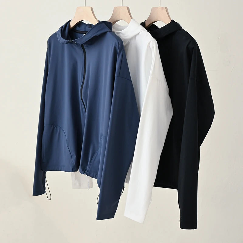 
                  
                    Sweats Loose Zipper Hooded Running Jacket Women Long Sleeve Sweatshirt Gym Drawstring Yoga Sport Coat Windbreaker - MOUNT
                  
                