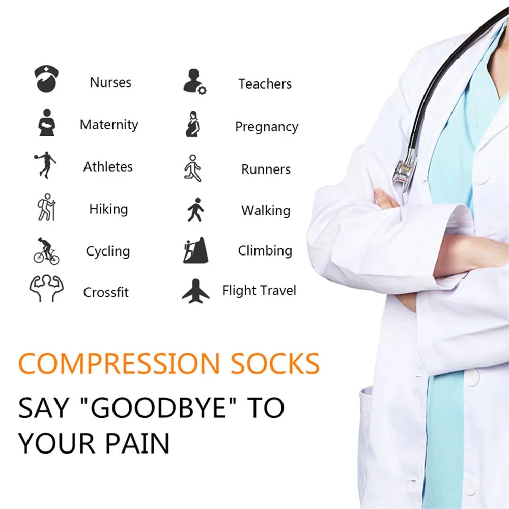 
                  
                    3/6/7 Pairs Compression Socks Medical 20-30mmHg Men Varicose Veins Sports Socks for Running Cycling Blood Circulation Knee Socks
                  
                