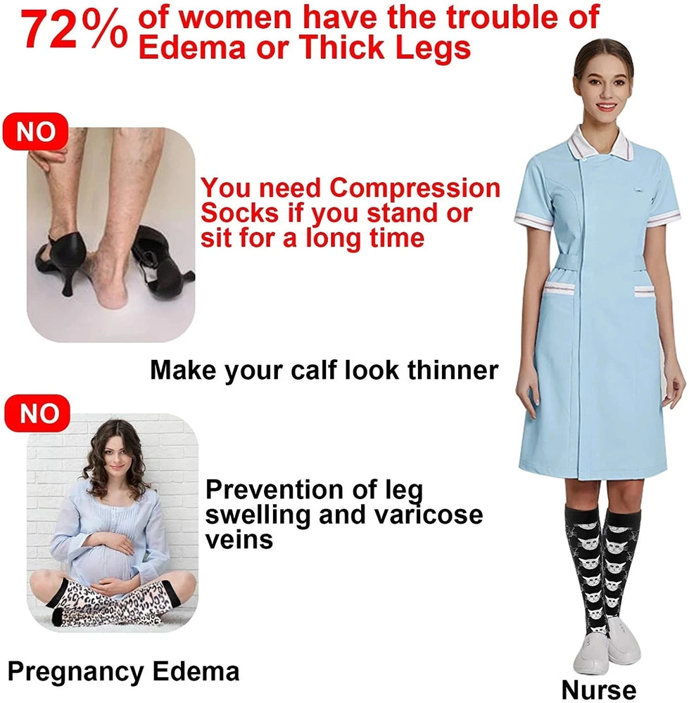 
                  
                    6 Pairs Compression Socks Women's Printed Varicose Veins Nurse Medical Pregnancy Blood Circulation Elastic Socks Sports Running
                  
                