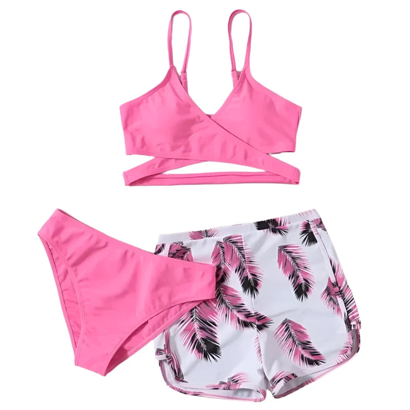 Summer Swimsuits Tankini Sets Female Swimwear Sports Beach Wear Three-Piece Bathing Suit Girls Pool Women Swimming Suit 2024