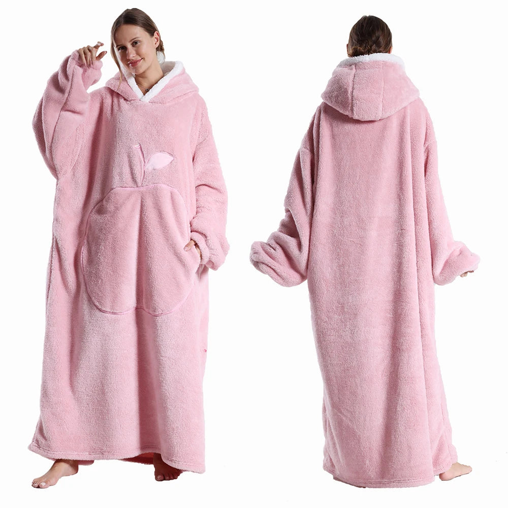 
                  
                    Extra Long Wearable Blankets Winter Flannel Hooded Blanket with Full Sleeves Men Women Cozy Soft Throw Adult TV Blanket
                  
                