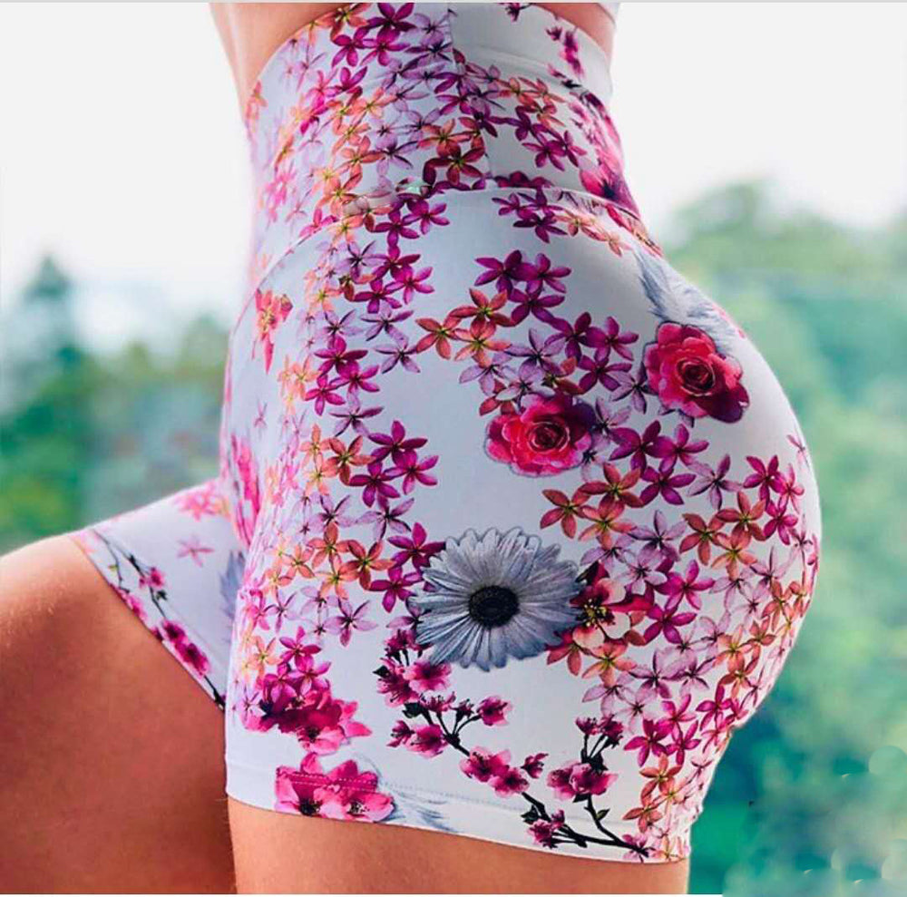 Quick-drying Running Women's Yoga Sports Hip-showing Flower Shorts