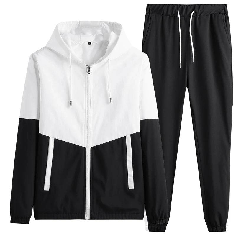 
                  
                    New Spring Men Casual Sets Mens Hooded Tracksuit Sportswear Jackets+Pants 2 Piece Sets Hip Hop Running Sports Suit 5XL
                  
                