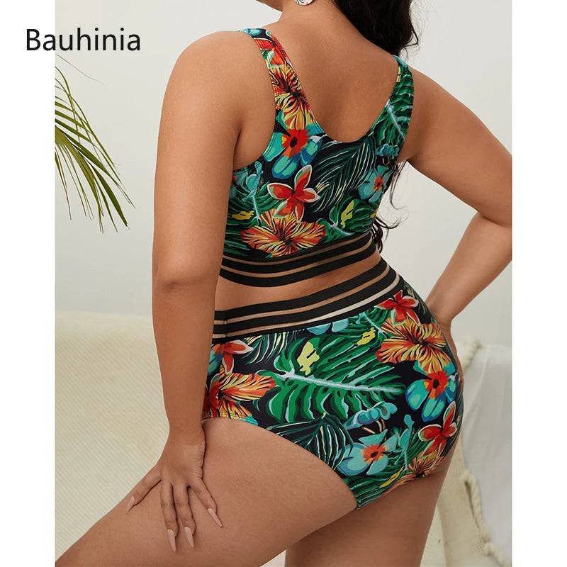 
                  
                    Bauhinia New 5XL Plus Size Swimsuits 2 Pieces Set Women High Waist Push Up Bikini Sets Flower Print Summer Large Bathing Suits
                  
                