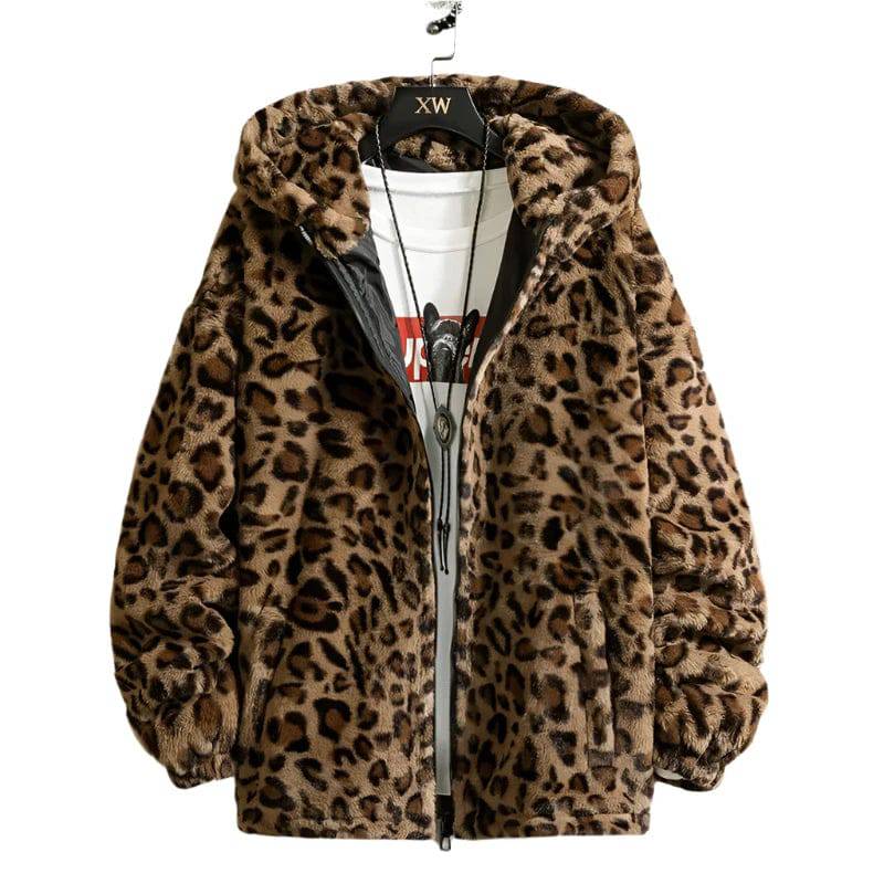 2023 Fall/winter Leopard Print Jacket Loose and Comfortable Cotton-padded Jacket Fashion Men's and Women's Autumn Warm Jacket