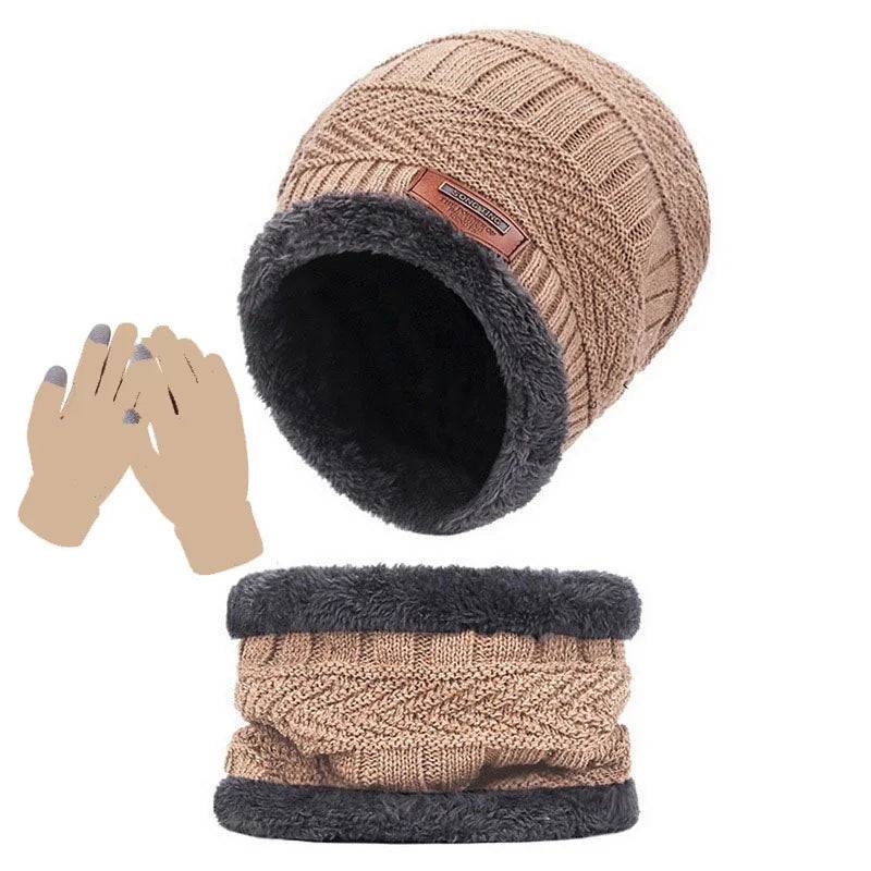 
                  
                    3 IN 1 Winter Knit Beanie Hat with Scarves And Touch Screen Gloves for Men Women Windproof Warm Fleece Cap Cycling Equipment
                  
                