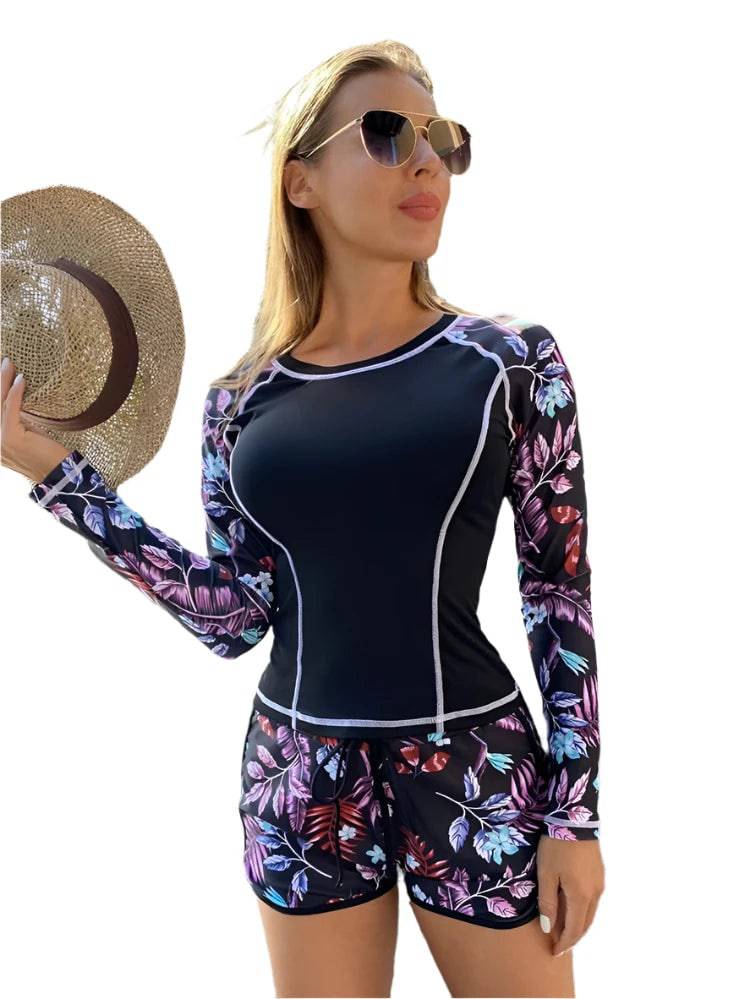 
                  
                    2024 New Tankini Women Swimsuit Tropical Print Bikini Set Long Sleeve Swimwear Summer Shorts Beachwear Female Bathing Suit
                  
                