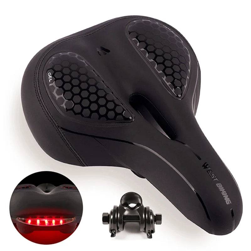 
                  
                    WEST BIKING Bicycle Saddle With Tail Light MTB Wide Cushion Bike Seat Soft Gel Thicken Comfortable Saddle Warning Light 3 Mode
                  
                