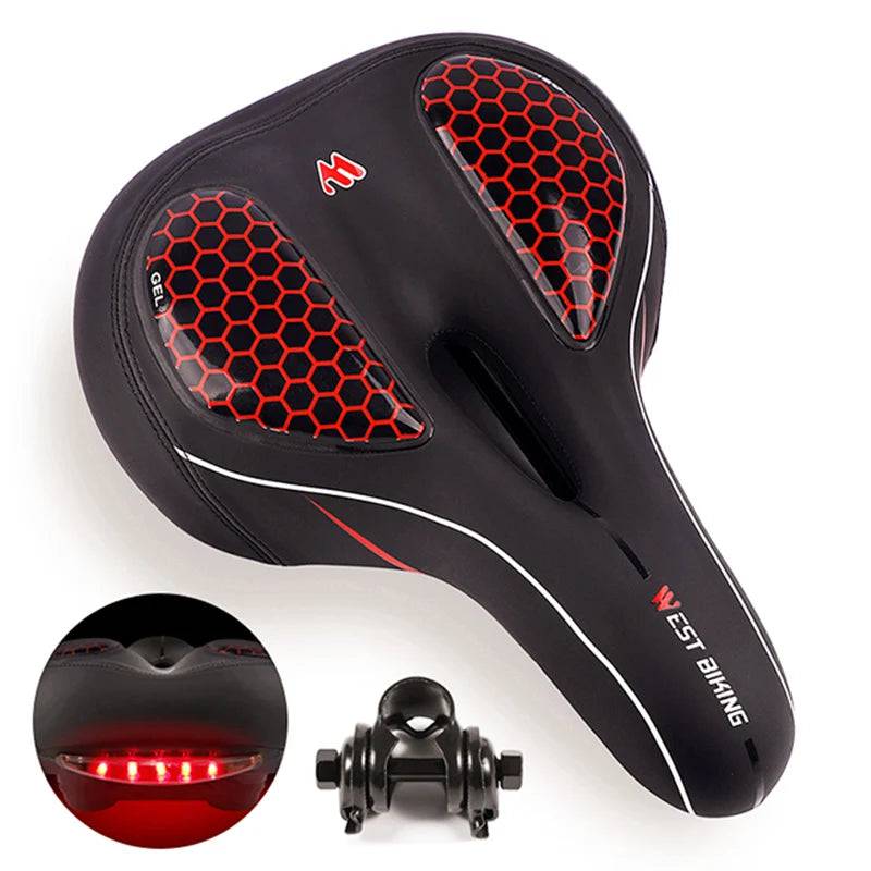 
                  
                    WEST BIKING Bicycle Saddle With Tail Light MTB Wide Cushion Bike Seat Soft Gel Thicken Comfortable Saddle Warning Light 3 Mode
                  
                