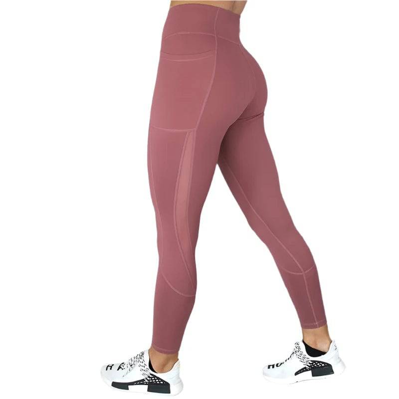 Women Yoga Sport Leggings Side Mobile Pocket Fitness Running Cycling Pant Stretchy Sportswear Gym Slim Pants