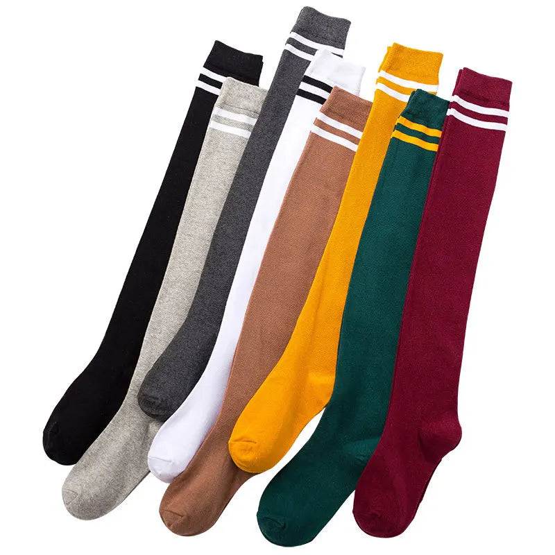 New Sexy Medias Black White Striped Long Socks Women Over Knee Thigh High Over The Knee Stockings Ladies Girls Warm Knee Socks